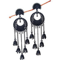 Mahavir Black Plated Bali Peacock Earrings