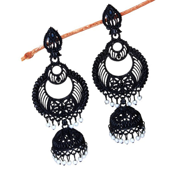 Mahavir Black Plated Beads Earrings