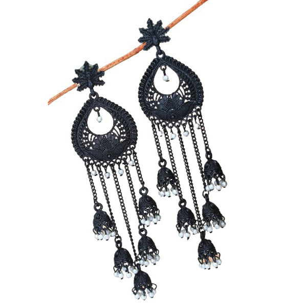 Mahavir Black Plated Beads Earrings