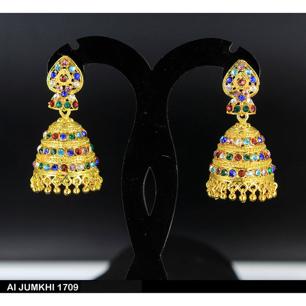 Mahavir Gold Plated Multi Austrian Stone Jhumki Earrings -AI Jumkhi 1709