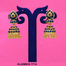 Mahavir Gold Plated Navy Blue Austrian Stone Jhumki Earrings -AI Jumkhi 1714