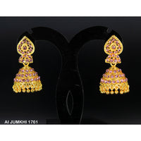 Mahavir Gold Plated Pink  Austrian Stone  Jhumki Earrings -AI Jumkhi 1761