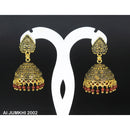 Mahavir Gold Plated Maroon Beads Jhumki Earrings -AI Jumkhi 2002