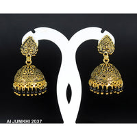 Mahavir Gold Plated Black Beads Jhumki Earrings -AI Jumkhi 2037