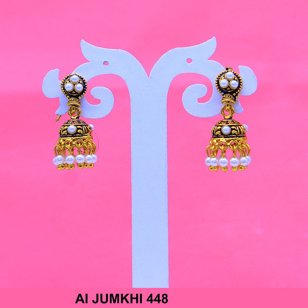 Mahavir Gold Plated White Pearl Jhumki Earrings  - AI Jumkhi 448