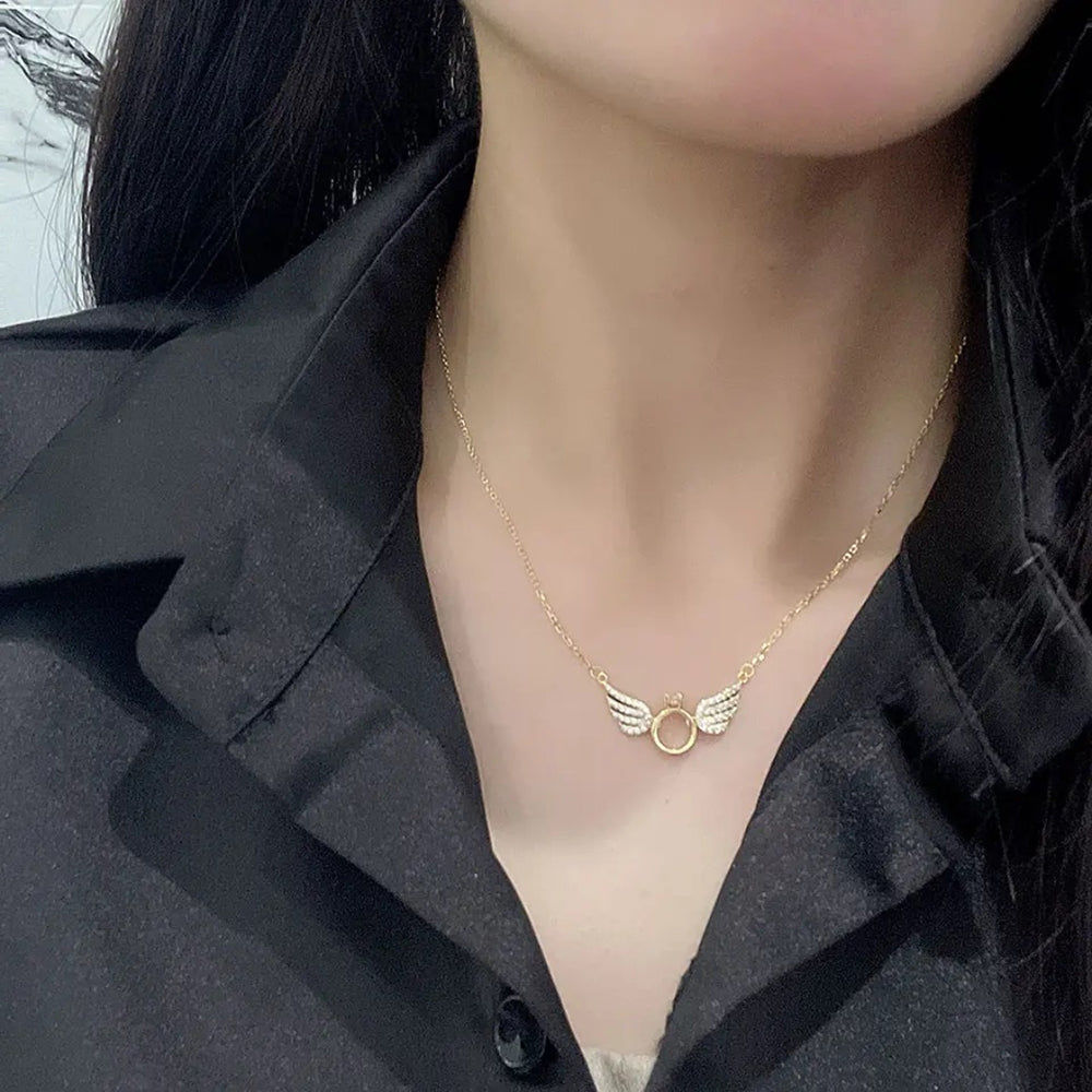 14K Yellow Gold Angel Wings Pendant Necklace | eBay