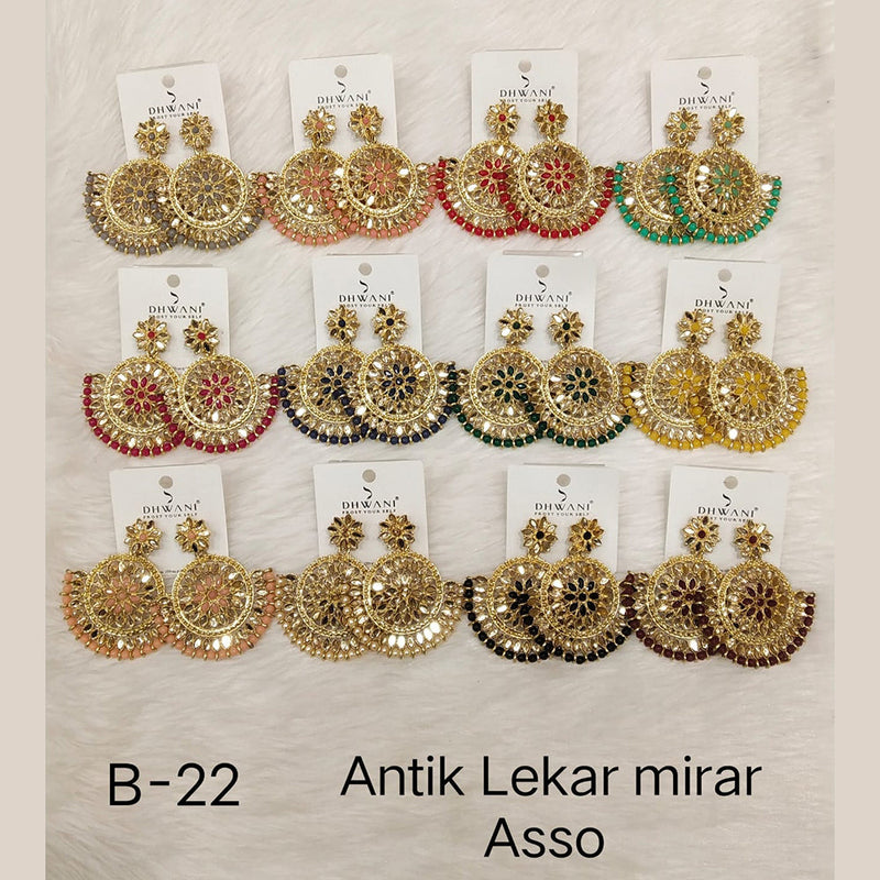 Dhwani Gold Plated Mirror Dangler Earrings Assorted Color