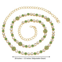 Etnico 18k Gold Plated Kundan & Stone Studded Kamarband/Waist Belly Chain for Women (B003P)