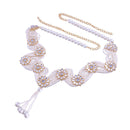Etnico 18K Gold Plated Traditional Kundan & Pearl Studded Adjustable Kamarband/Belly Chain For Women/Girls (B038W)