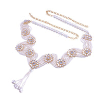 Etnico 18K Gold Plated Traditional Kundan & Pearl Studded Adjustable Kamarband/Belly Chain For Women/Girls (B038W)