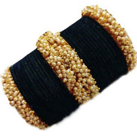 Martina Jewels Pack Of 6 Traditional Gold Plated Thread & Pearl And Pearl Bangles Set - BG-108