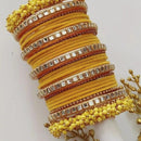 Martina Jewels Pack Of 6 Traditional Gold Plated Thread & Mirror And Pearl Bangles Set - BG-109