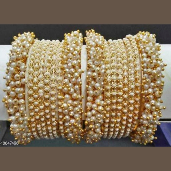 Martina Jewels Pack Of 6 Traditional Gold Plated Polki Pearl Bangles Set