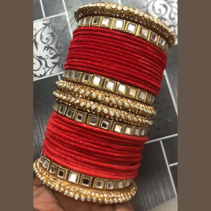 Martina Jewels Pack Of 6 Traditional Gold Plated Thread Bangles Set