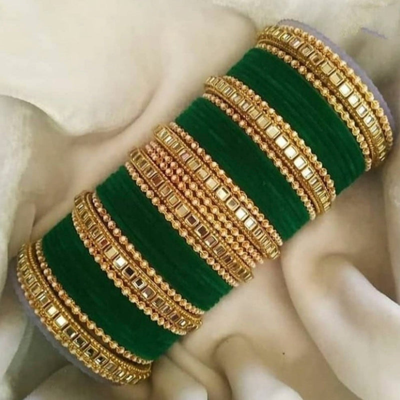 Martina Jewels Pack Of 6 Traditional Gold Plated Thread & Polki Pearl Bangles Set - BG-127