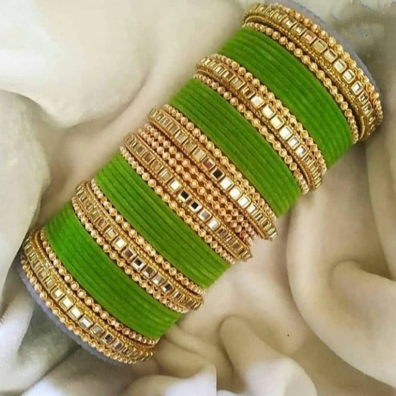 Martina Jewels Pack Of 6 Traditional Gold Plated Thread & Polki Pearl Bangles Set - BG-127