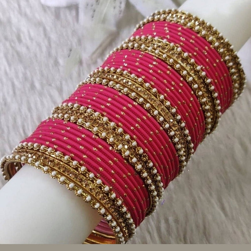 Martina Jewels Pack Of 6 Traditional Gold Plated Thread & Polki Pearl Bangles Set - BG-129