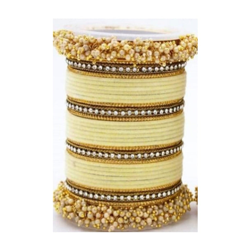 Martina Jewels Pack Of 6 Traditional Gold Plated Thread & Polki Pearl Bangles Set - BG-130
