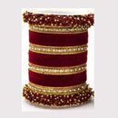 Martina Jewels Pack Of 6 Traditional Gold Plated Thread & Polki Pearl Bangles Set - BG-130