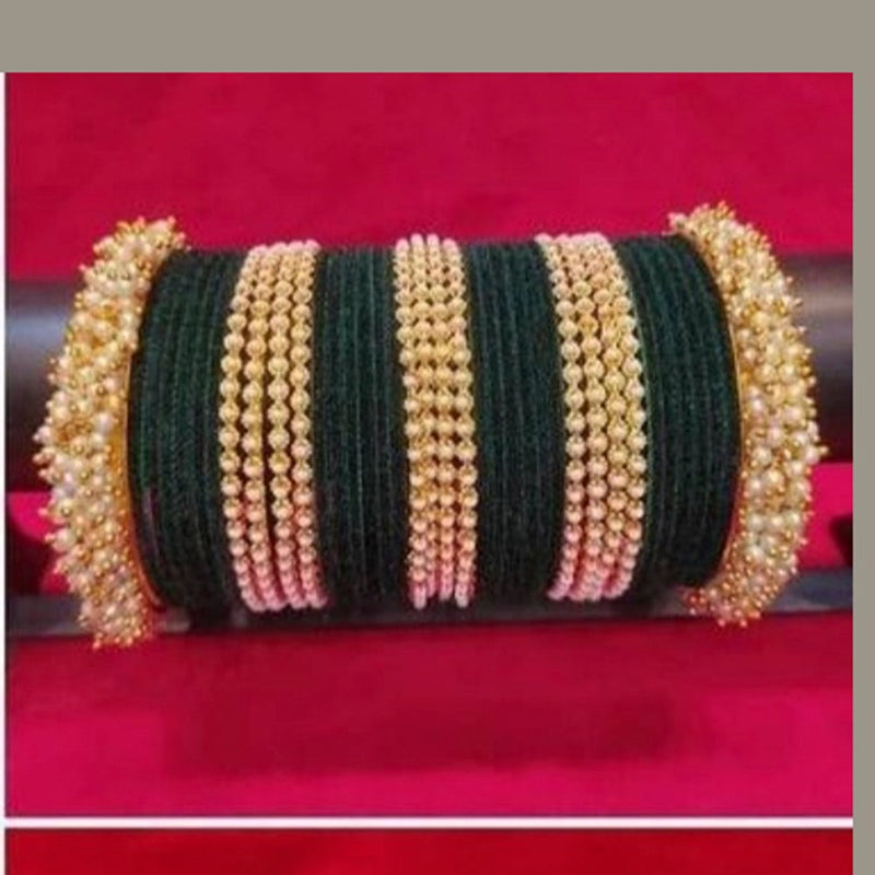 Martina Jewels Pack Of 6 Traditional Gold Plated Thread & Polki Pearl Bangles Set - BG-131