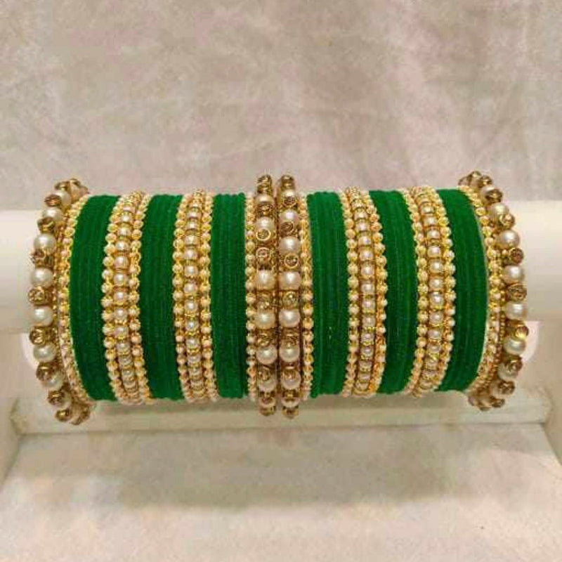 Martina Jewels Pack Of 6 Traditional Gold Plated Thread & Polki Pearl Bangles Set - BG-132