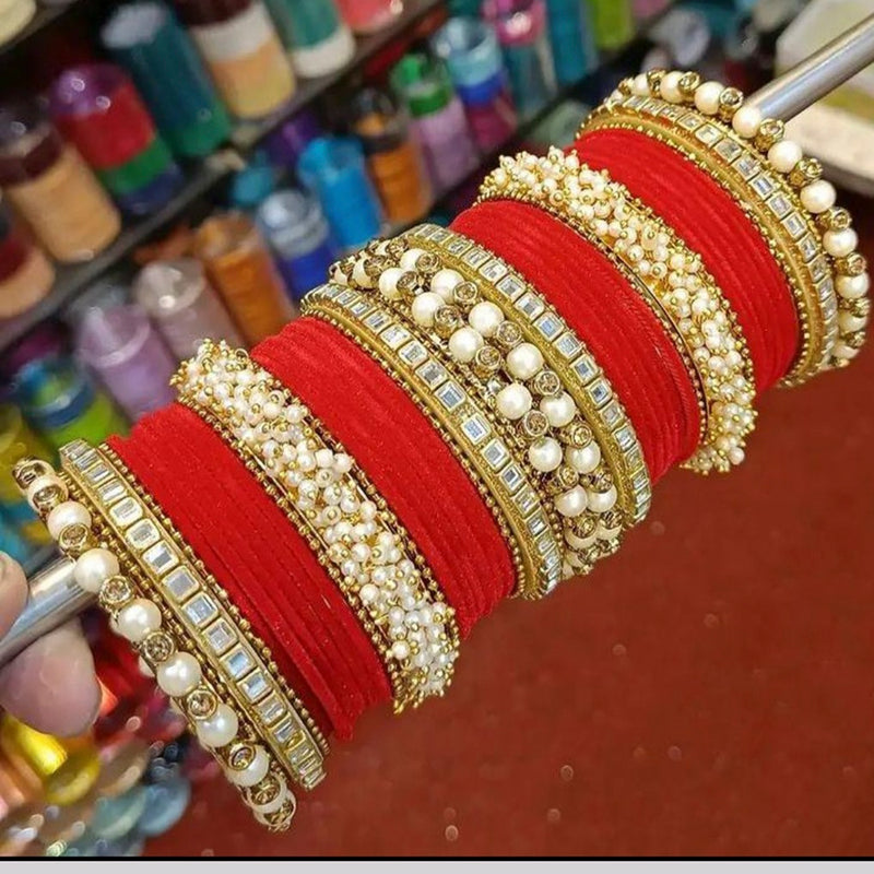 Martina Jewels Pack Of 6 Traditional Gold Plated Thread Bangles Set