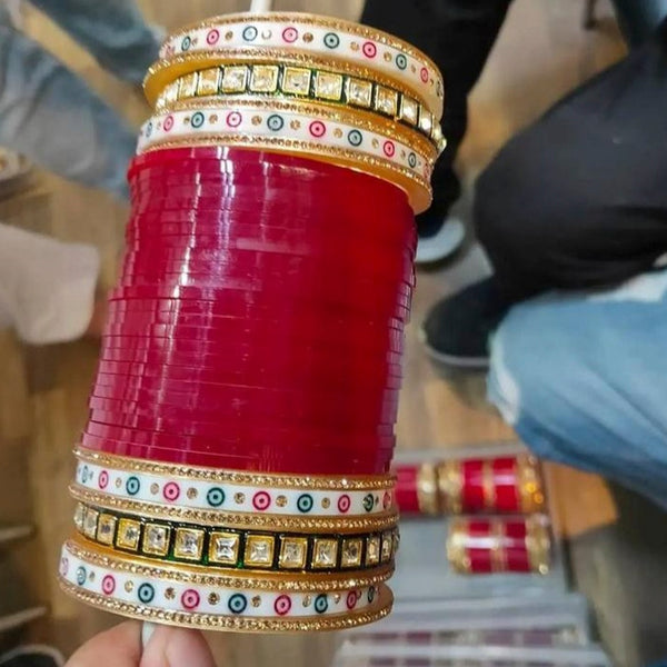 Martina Jewels Pack Of 6 Traditional Gold Plated Acrylic Plastic Bangles Set