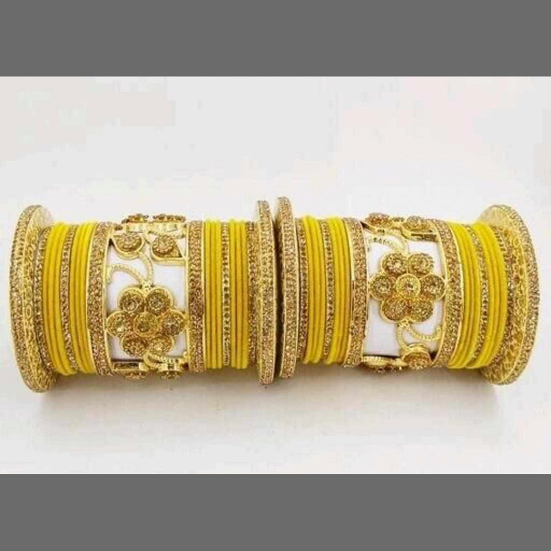 Martina Jewels Pack Of 6 Traditional Gold Plated Thread & Stone Bangles Set