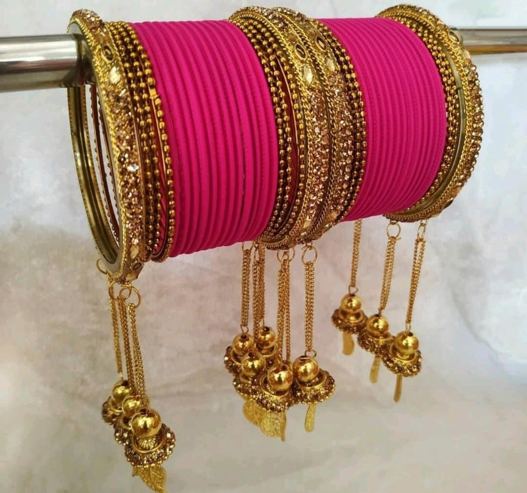 Martina Jewels Pack Of 6 Traditional Gold Plated Thread Bangles Set