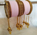 Martina Jewels Pack Of 6 Traditional Gold Plated Thread Bangles Set