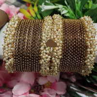 Martina Jewels Pack Of 6 Traditional Gold Plated Polki Pearl Bangles Set