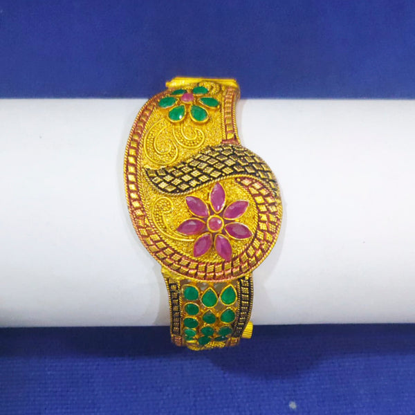 Bajarang Art Gold Plated Pota Stone Designer Openable Single Kada