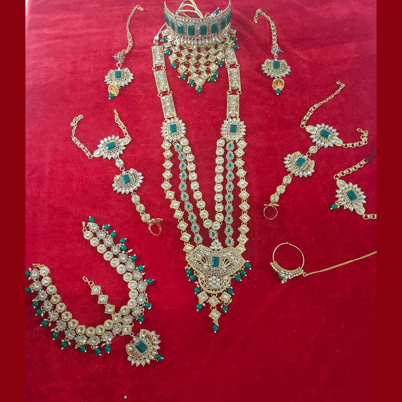 Bajarang Art Gold Plated Dark Green Designer Bridal Jewellery Set-BJBRIDAL06