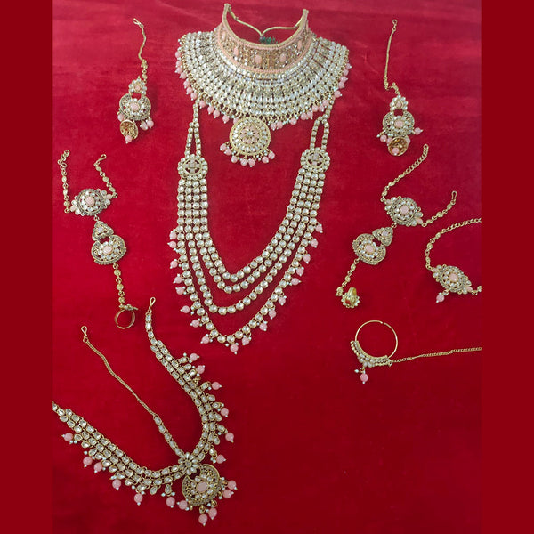 Bajarang Art Gold Plated Designer Peach Bridal Jewellery Set-BJBRIDAL12