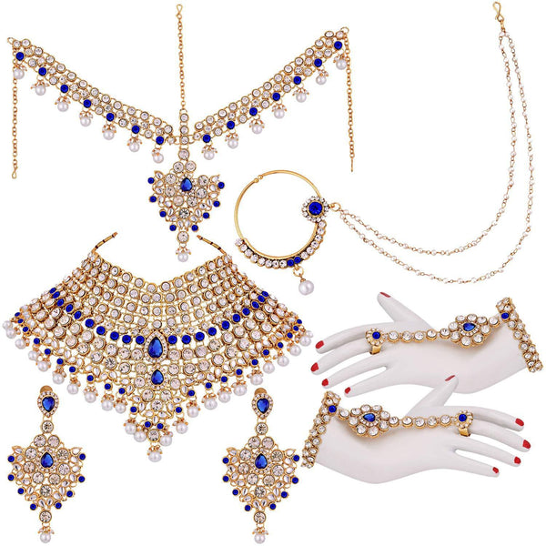Etnico Traditional Gold Plated Kundan Ethnic Bridal Jewellery Set for Women (BLP021BL)