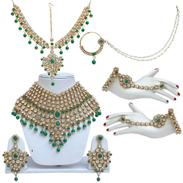 Etnico Traditional Gold Plated Kundan Ethnic Bridal Jewellery Set for Women (BLP021G)