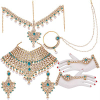 Etnico Traditional Gold Plated Kundan Ethnic Bridal Jewellery Set for Women (BLP021SB)