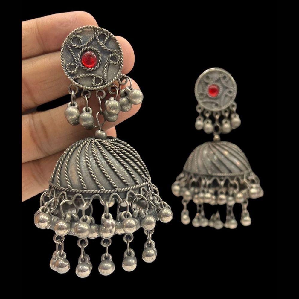 Blythediva Pack Of 3 Oxidised Plated Peacock Style Jhumka Earrings