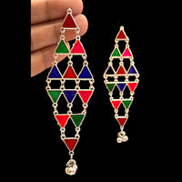 Blythediva Pack Of 3 Oxidised Plated Multi Color Dangler Earrings