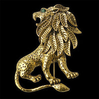 Mahi Gold Antique Vintage Unisex Lion Brooch Pin for Suit Clothing