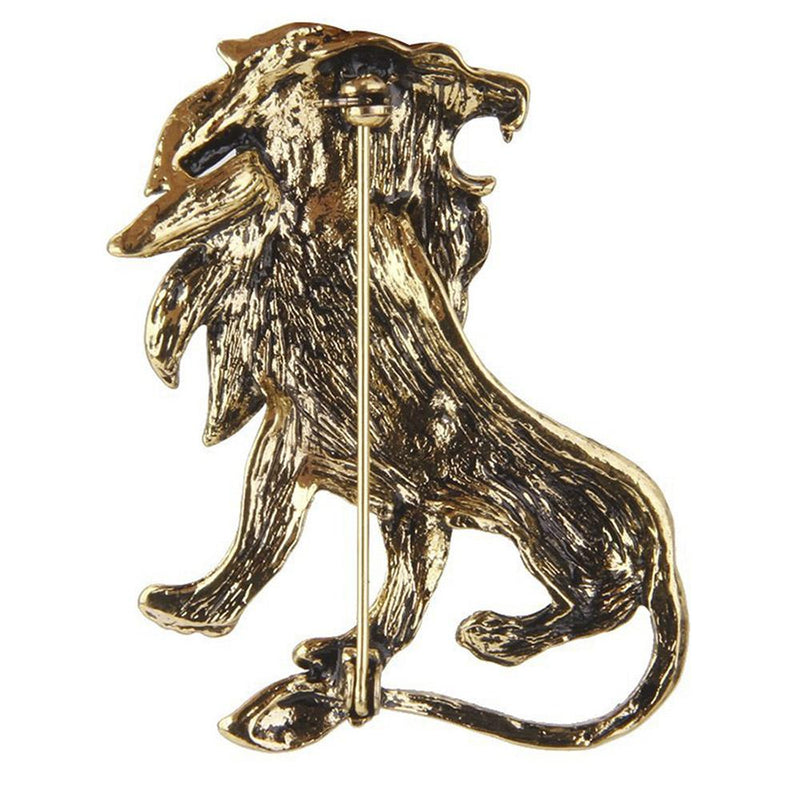 Mahi Gold Antique Vintage Unisex Lion Brooch Pin for Suit Clothing