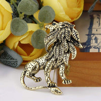 Mahi Gold Antique Vintage Unisex Lion Brooch Pin for Suit Clothing