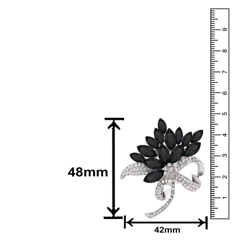 Mahi Rhodium Plated Designer Partywear Crystal Brooch for girls and women