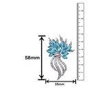 Mahi Rhodium Plated Exquisite Designer Aqua Blue Crystal Brooch for girls and women