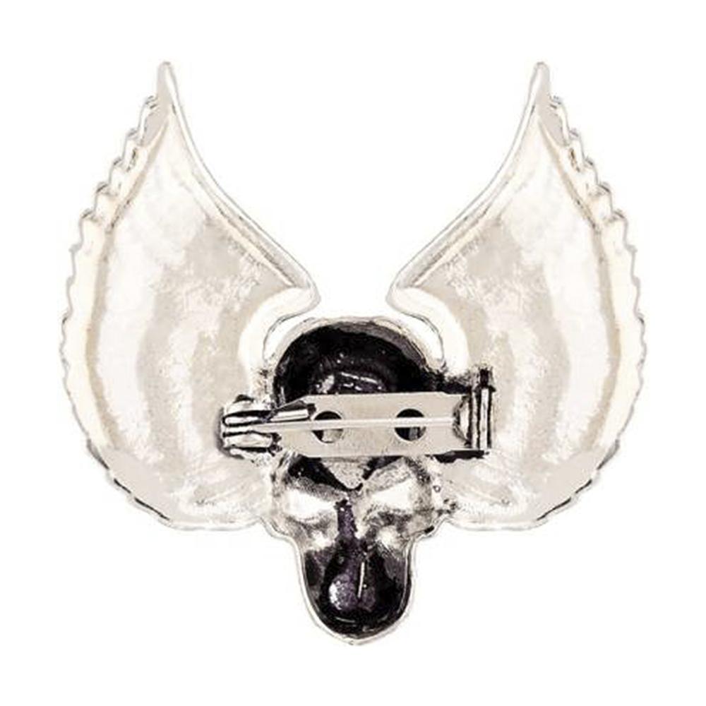 Mahi Rhodium Plated Skull and Wings Shirt Stud Brooch Pin for Men (BP1101046R)