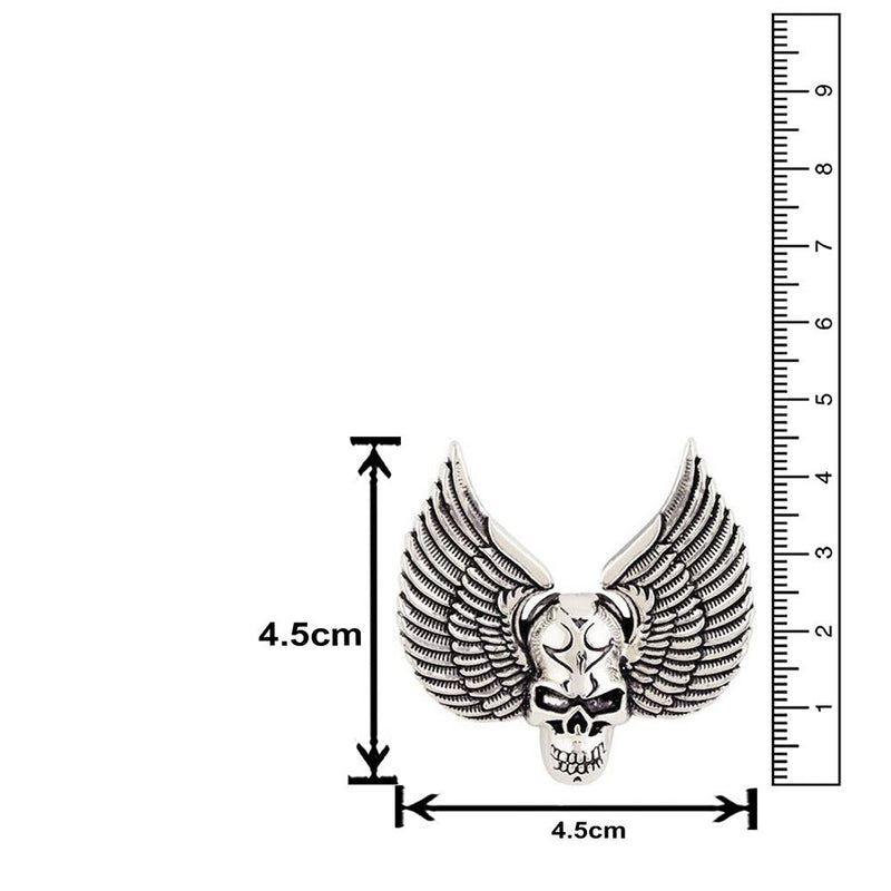 Mahi Rhodium Plated Skull and Wings Shirt Stud Brooch Pin for Men (BP1101046R)