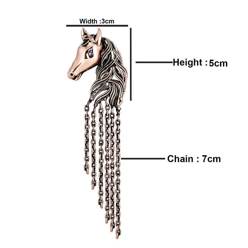 Mahi Antique Rosegold Plated Horse Shaped Tassel Chain Sherwani Brooch Pin for Men (BP1101092Z)