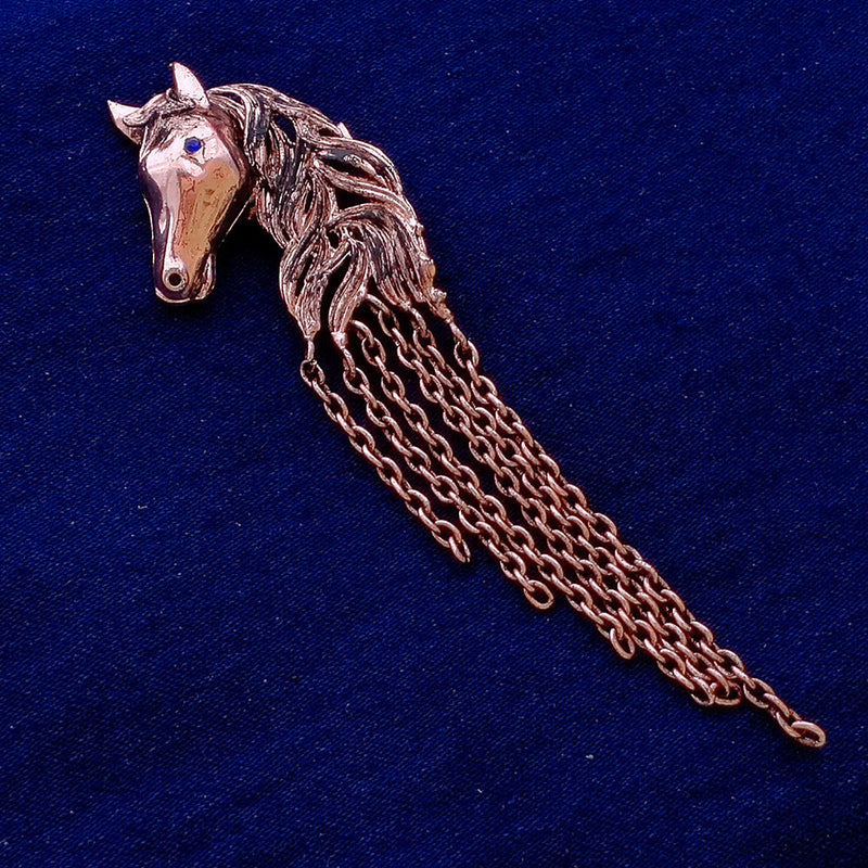 Mahi Antique Rosegold Plated Horse Shaped Tassel Chain Sherwani Brooch Pin for Men (BP1101092Z)