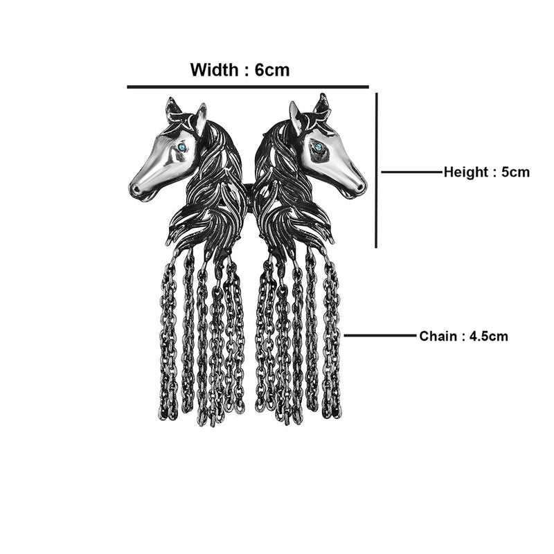 Mahi Antique Rosegold Plated Dual Horse Shaped Tassel Chain Sherwani Brooch for Men (BP1101095R)