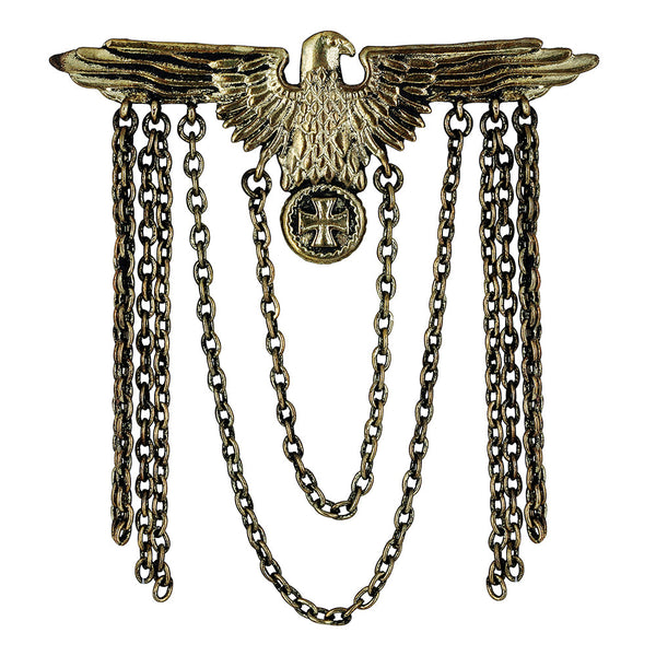 Mahi Antique Gold Plated Flying Eagle Chain Sherwani Brooch for